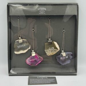 NWT Set of 4 Godinger Agate Liquor Tags Double Sided
